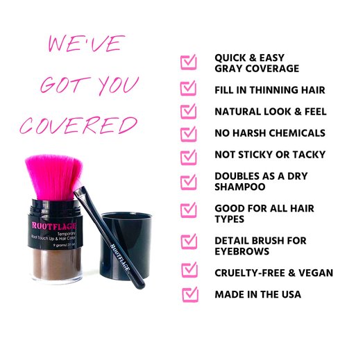 Rootflage Root Touch Up Hair Powder - Temporary Hair Color, Gray Coverage, Thinning Hair Filler, Dry Shampoo, Eyebrow Filler (07 Medium Brown, Medium Brown) .31 oz, 2 Count