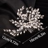 Teyglen Crystal Bridal Hair Comb Silver Rhinestone Headpiece for Wedding Handmade Pearl Crystal Beads Hair Piece Hair Accessories for Women Bride Girls(Silver)
