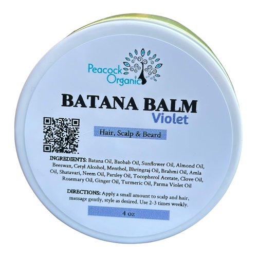 Batana Hair and Beard Balm - Transforms Dull, Flat, Dry Hair into Thick, Shiny, Luscious Hair - 2oz (Violet)
