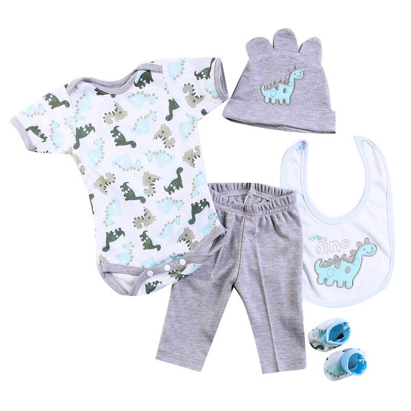 Pedolltree Reborn Baby Dolls Clothes Boy 20-22 Inch Reborn Doll Clothing Outfits Accessories 5 Pcs Sets