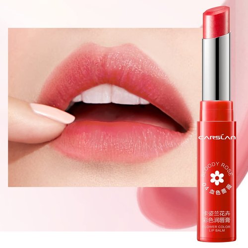 CARSLAN Rose Moisturizing Lipstick Nutritious Lip Balm - Longlasting Repair Dry Chapped Lip, 04, 1 count