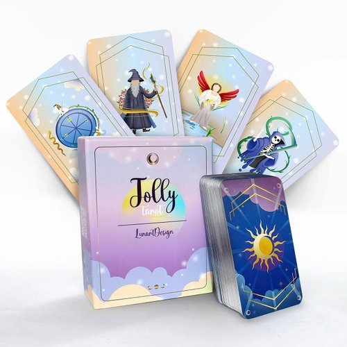 Lunart Design Jolly Tarot Deck : 78 Tarot Cards and a Guidebook, Colorful, Unique Tarot Deck, Tarot Deck with Guidebook, Tarot Card Deck,
