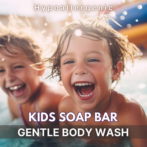 KELEBS Hypoallergenic Kids Soap Bar 3-Pack - Organic & Gentle Coconut oil Body Wash for Children - Natural Ingredients, Fun Bath Time