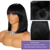 YYHR Short Bob Wig With Bangs 12" Light Yaki Straight Synthetic Hair Wigs Cut Short Black Bob Wigs With Bangs Daily Costume Wig (12 Inch,1B)