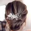 YBSHIN Pearl Bride Wedding Hair Comb Sliver Rhinestone Flower Hair Pieces Crystal Bridal Leaf Hair Accessories for Women and Girls