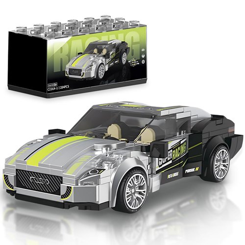 HIGH GODO Super Racing Car Building Sets with Display Case, Collectible Champion Car Model DIY Building Kit, Cool Vehicles Construction Toy Sets for Adult Teens Kids Gift Idea(284 Pieces)