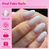 AddFavor Oval Press on Nails Short Fake Nails, 240pcs White Nails Press on Almond False Nail Full Cover Acrylic Nail for Women and Girls