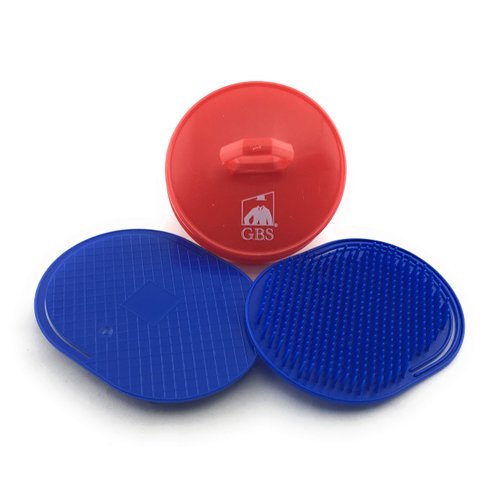 G.B.S Soft Pocket Palm Brush Portable Hair Brush and Head Scratcher Use for Women, Men, Pets Easy to Hold Massager Hair Growth Durable Pack of 3 (2 Blue Soft Pocket Palm Brush + 1 Red Head Scrubber)