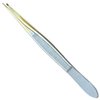 Camila Solingen CS32 3 1/2" Gold Tipped, Surgical Grade, German Stainless Steel Tweezers (Pointed) - Flawless Eyebrow and Facial Hair Shaping and Removal for Men/Women