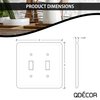 Questech Decor Double Toggle Light Switch Cover, 2-Gang Electrical Wall Plate, Double Switch Standard Size Receptacle Cover, Decorative Tumbled Texture, Travertine