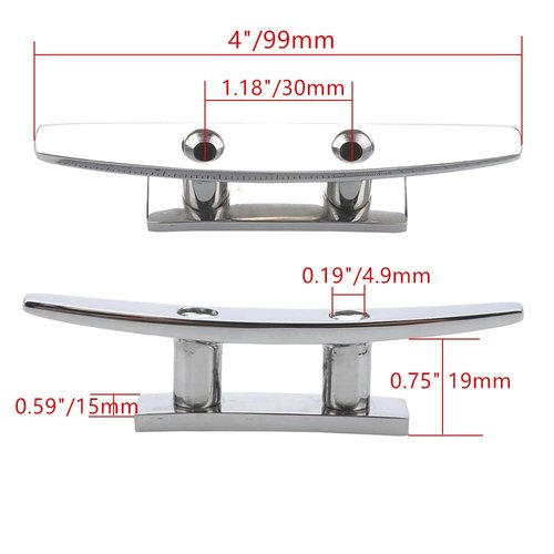 MIZUGIWA 4 inch Boat Cleats 316 Stainless Steel Dock Cleat for Boat,Open Base Boat Cleat,Mooring Boat Deck Cleats with Fasteners,Marine Cleats for Boat Docks, Decks,Kayaks,Pack of 4