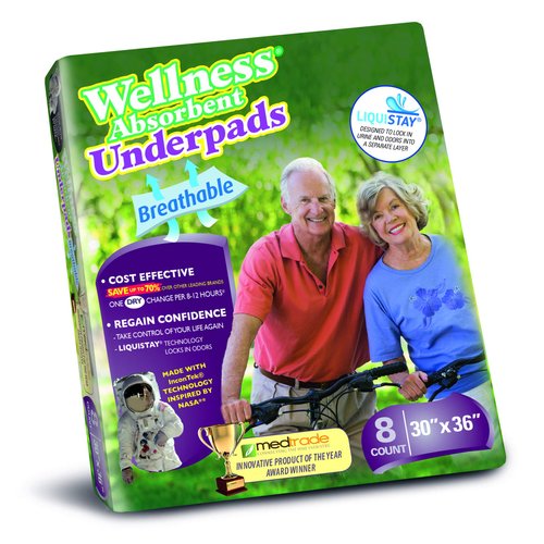 WELLNESS Absorbent UNDERPADS 30x36 Pack of 8