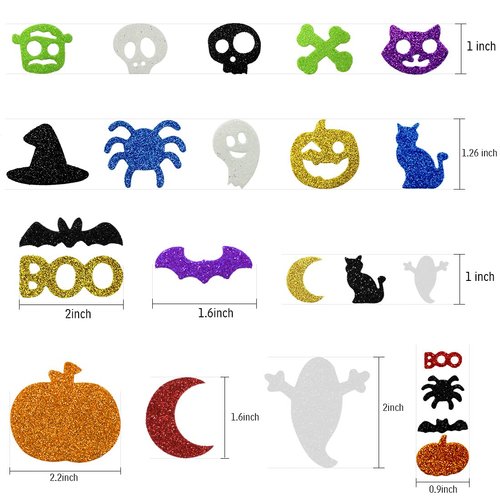 500 Pcs Halloween Foam Stickers Self Adhesive Glitter Foam Stickers for Kids Arts and Craft Supplies