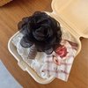 2pcs Flower Hair Ties, Takemay Telephone Wire Hair Bands for Women and Girls Ponytail Hair Accessories for Thin Thick Curly Hair (Beige, Black)