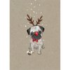 Tree-Free Greetings Holiday Greeting Cards, Pug Happy Christmas, Vintage Brown Recycled Paper, Boxed Note Card Set, 10-Pack (HB93301)
