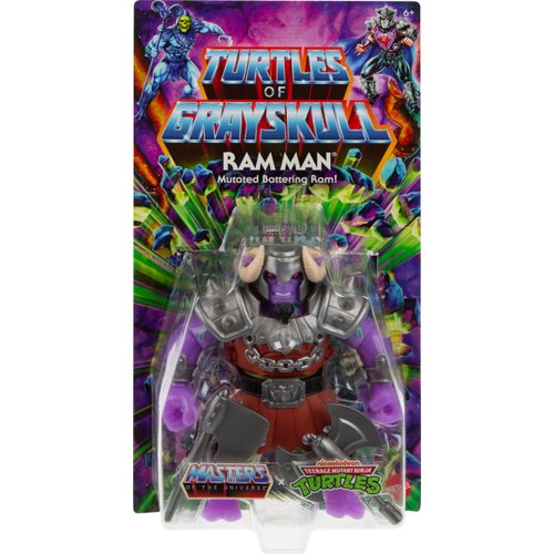 Masters of the Universe Mattel Origins Turtles of Grayskull Action Figure & Accessories, Ram Man Collectible Toy with 16 Joints, TMNT & Motu Crossover