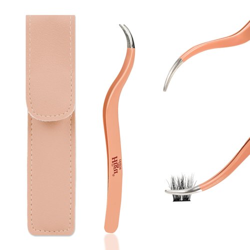 Higu Clace Lash Tweezers, Individual Lash Cluster Tweezers Curved Tweezers Set Stainless Steel Tweezers Lash Applicator Tool Eyelash Tweezers for False Lashes DIY Lash Tweezers for Eyelash Clusters