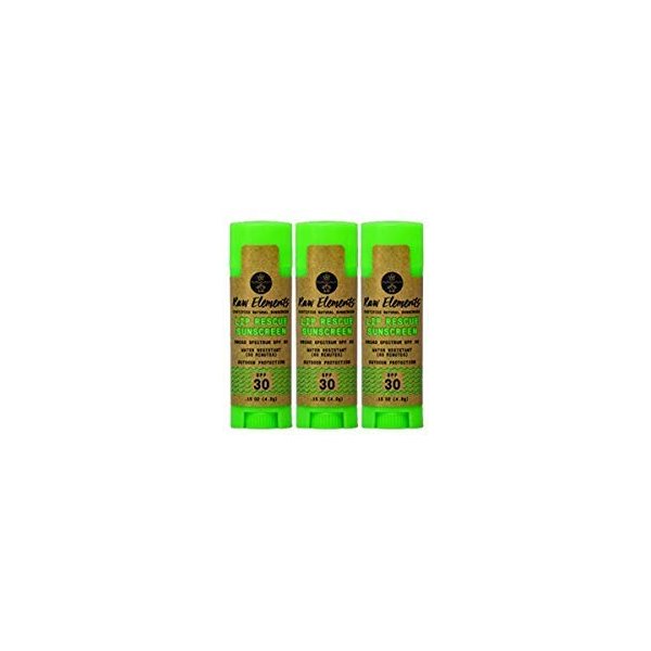 Raw Elements Organic Outdoor Sunscreen Lip Balm Rescue - SPF 30, UVA-UVB Protection, Reef-Safe, Non-Nano Zinc, Water Resistant, 0.15 oz (Pack of 1)