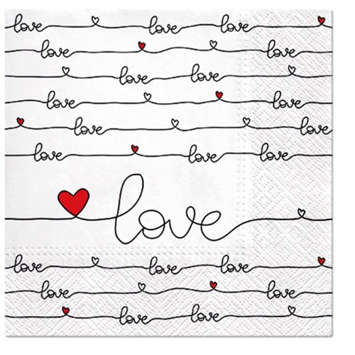 AM Decor I Love You Napkins Tissue Decoupage Paper Luncheon 20-Count 13" x 13" (Unfolded) Love Handwriting