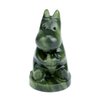 gemshan Hippo Statue Hand Carved Art Natural GreenJade Animal Figurine for Home Office Decoration with Luck