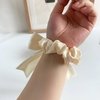 Silk Scrunchies with Bow, Silk Scrunchies with Crystal Bow, Cream Scrunchies with Bow, Crystal Bow Scrunchies for Hair Crystal Bowknot Hair Scrunchies for Women Ponytail Holder Hair Ropes with Bow