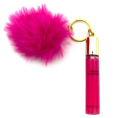 Lip Gloss Key Chain Pom Pom With Applicator