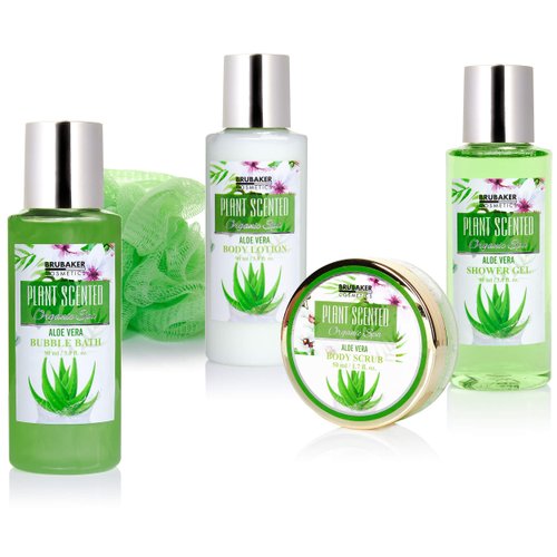 BRUBAKER Cosmetics Bath and Shower Spa Gift Set - Aloe Vera - 5-Piece Gift Set