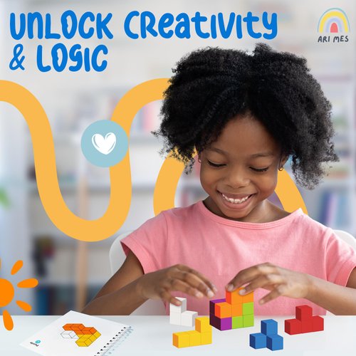 ARI MES - 3D Soma Cube Puzzle Games – Fun Brain Games for Adults and Kids, Strategic Wooden Block Puzzle, Brain Teaser Puzzles, 3D Wooden Blocks Educational Cube Puzzle – Brain Teaser for Ages 4+
