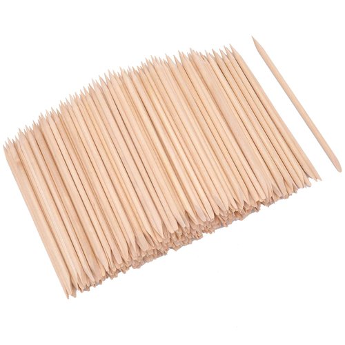 Hedume 600 Pcs Orange Wood Nail Sticks, Double Sided Multi Functional Cuticle Pusher Remover, Pointed End & Flat End Manicure Pedicure Tool