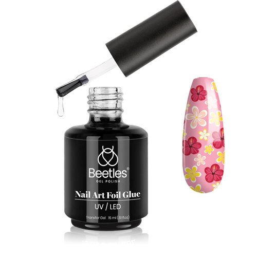 Beetles Nail Foil Glue Nail Art Foil Glue Gel for Foil Stickers Nail Glue Foil Transfer Gel 15ML Gel Nail Foil Transfer Glue Nail Art Manicure DIY LED Lamp Required Soak Off