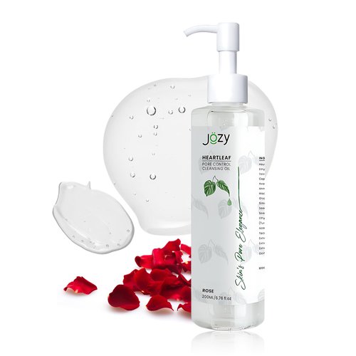 Jozy Heartleaf Pore Control Cleansing Oil, Makeup Remover, Gentle Hydrating Oil Cleanser for Face, Blackhead Remover Facial Cleanser Oil with Rose Fragrance, Korean Skin Care 6.76 Fl Oz (200 ml)