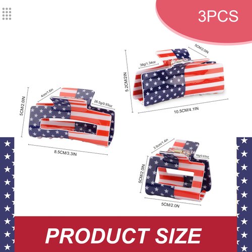 Vovii Red White Blue Hair Claw Clips, Patriotic American Flag Accessories for 4th of July Independence Day Outfits
