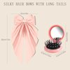 4PCS Hair Bows for Women and Girls, Big Bows for Hair and Travel Hair Brush, Silky Satin Ribbon Bow Hair Metal Clip with Oversized Long Tail