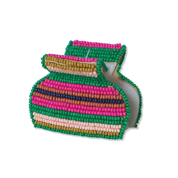 INK+ALLOY Small Beaded Claw Clips, Gia Boho Hair Clips for Women, Mini Claw Clip for Half Up Half Down Hair Styles, Handmade Hair Accessories for the Modern Bohemian (Rio)