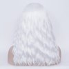 BERON White Wavy Wigs Women Medium Length Hair Wig with Bangs Curly Synthetic Wigs for Cosplay Party Daily Use Wigs with Wig Cap