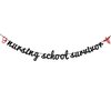 Black Glitter Nursing School Survivor Banner - 2024 Nurse Graduation Decorations - Congrats Nurse/RN, Medical School Graduation Party Supplies