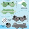 CONBELLA Kids Ice Packs 2 Packs Cooling Eye Mask with Soft Plush Backing for Children Boo Boos Sinus Headache Fever Patch for Kids (Green+Grey)