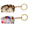 2Pcs Acetate Mini Comb Keychains Cute Fashion Pendant Anti-static Travel Portable Pocket Comb with Key Ring for Women, 2 Color