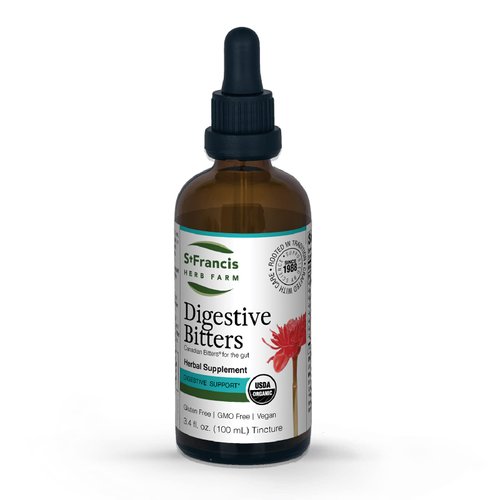 St. Francis Herb Farm - Digestive Bitters 100ml - Herbal Supplements - Organic, Non GMO, Vegan, Gluten Free, Dairy Free