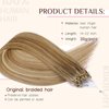 KiiKiiGirl Virgin Microlink Hair Extensions - Human Hair,16inch Micro link Hair Extensions Human Hair Micro Beads Hair Extensions Human Hair Chocolate Brown to Caramel Blonde 30G/Pack