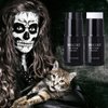 MEICOLY Black White Face Body Paint Stick Set with Sponges and Setting Powder,Face Paint Stick for Adults and Kids,Clown White Makeup,Face Painting for Halloween SFX Skull Zombie Skeleton Goth Makeup