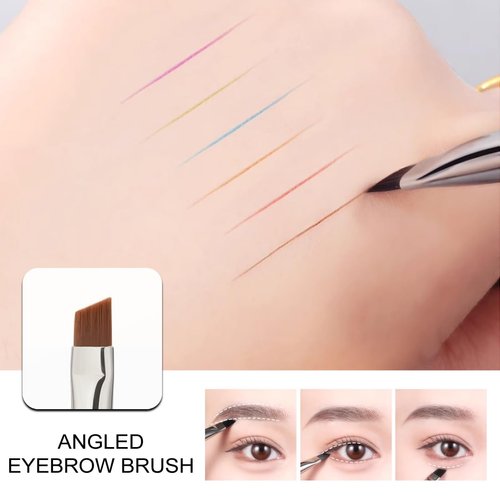 KINGMAS Eyebrow Brush, Professional Dual Angled Eye Brow Brush and Spoolie Brush Eyelash Comb Eyebrow Tool (Black)