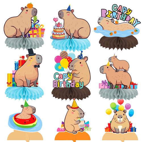 Capybara Birthday Honeycomb Centerpieces 11Pcs Capy Birthday Party Decorations Capybara Table Centerpieces Capybara Theme Party Supplies for Animals Baby Shower Table Decor
