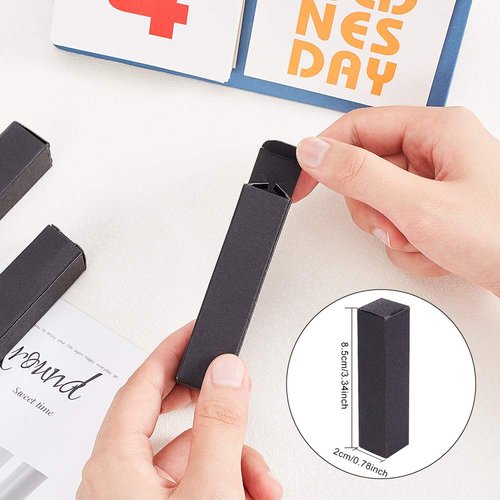 BENECREAT 80 Pack 3.5x0.8x0.8" Black Kraft Paper Lipstick Box Lip Balm Kraft Box for Birthday Festival Gift Packing