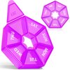 Weekly Pill Organizer, 2 Pack Portable Pill Box Medicine case 6 Colors (Seven Day) New Edition for Vitamin/Fish Oil/Pills/Supplements-Arthritis Friendly (Purple)
