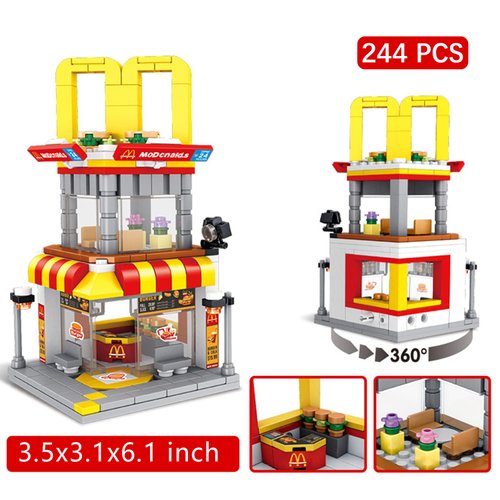 LITTCO Building Blocks City Street View Building Toy 3D Toy Blocks DIY Bricks Toys Building Set Unique Home Decor, Gift for Adults and Children, Blocks Building Set 244PCS (Burger Shop)