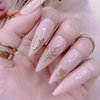 Flowers Nail Art Stickers Decal 3D Self-Adhesive Gold Flower Leaf Lace Nail Supplies Flower Nail Stickers Geometry Line Nail Designs for Women Girls Nail Art Decorations(Gold)