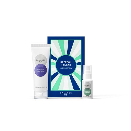Balance Me Gift Set Refresh + Clear Congested Skin Serum, Pure Skin Face Wash, Clearer, Calmer Skin, 2 award winning products, Vegan/Natural Skin Care - 1 each
