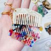 2 Pcs Acetate Hair Comb Keychains Hairdresser Keychain Hair Stylist Key Ring Pendant Key Chain Travel Portable Pocket Comb with Keyring for Women