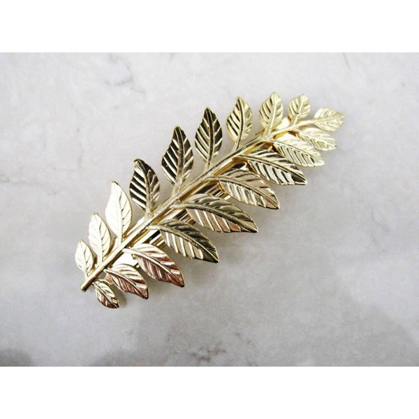 Gold or silver leaf hair clip clamp barrette (Color: Gold)